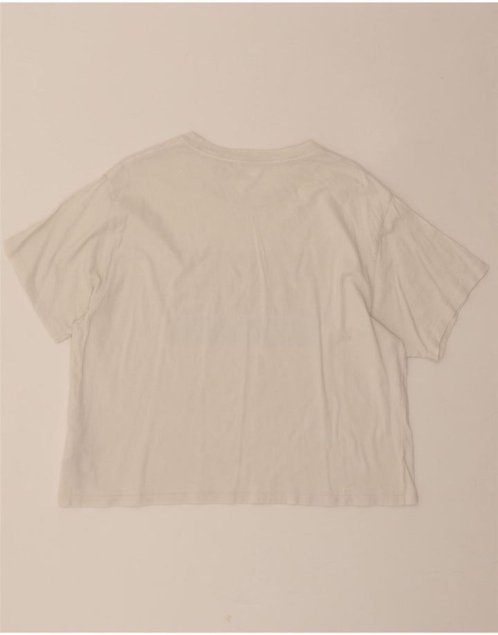 LEVI'S Womens Crop Oversized Graphic T-Shirt Top UK 10 Small White Cotton Vintage Levi's and Second-Hand Levi's from Messina Hembry 