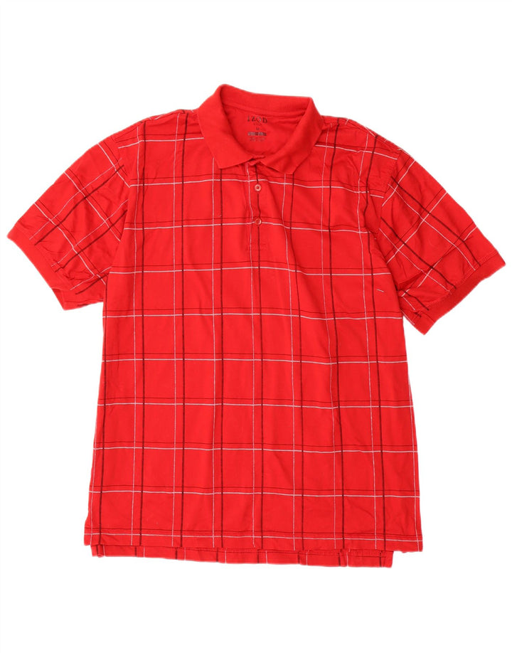 Polo da golf da uomo IZOD in cotone a quadri rossi medi