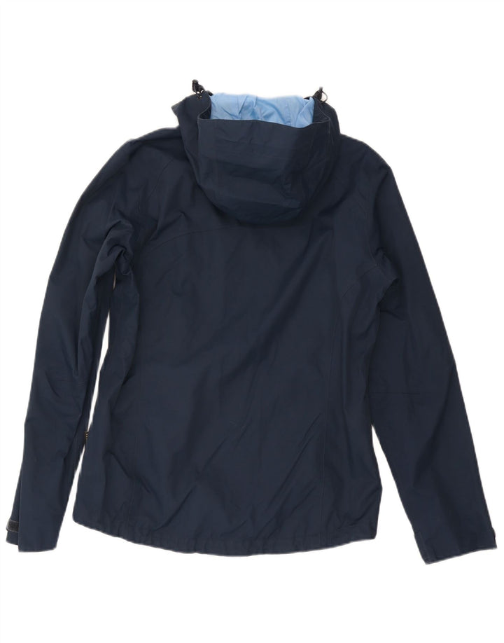 Giacca antipioggia con cappuccio da donna Jack Wolfskin UK 12/14 Medium Blu Navy Poliammide