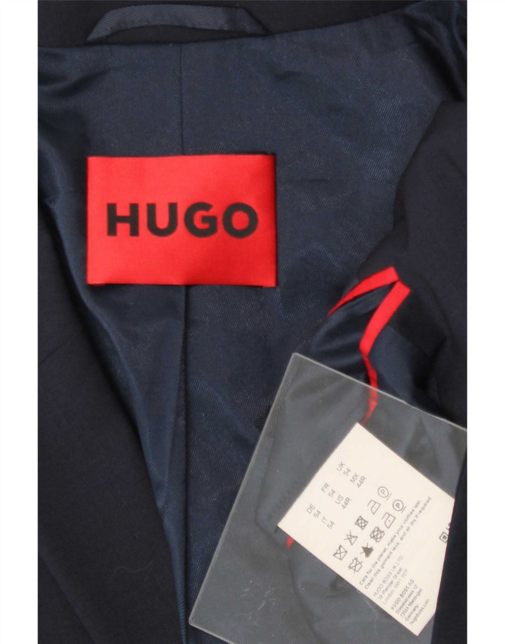 Giacca blazer da uomo a 2 bottoni Hugo Boss UK 54 2XL Lana vergine blu navy