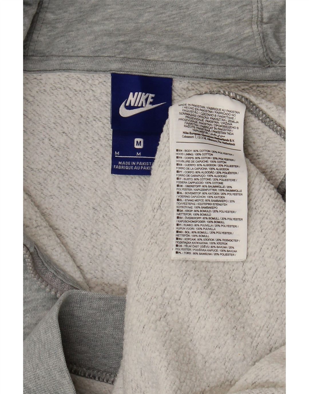 Maglione con cappuccio e zip da uomo NIKE in cotone screziato grigio medio