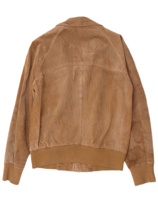 Giubbotto bomber in pelle scamosciata vintage da uomo UK 38 Beige medio
