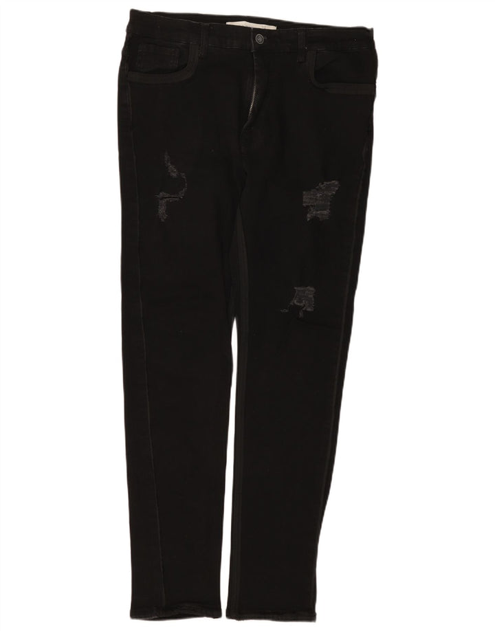 Jeans slim invecchiati da uomo Zara EU 44 grandi W34 L29 neri
