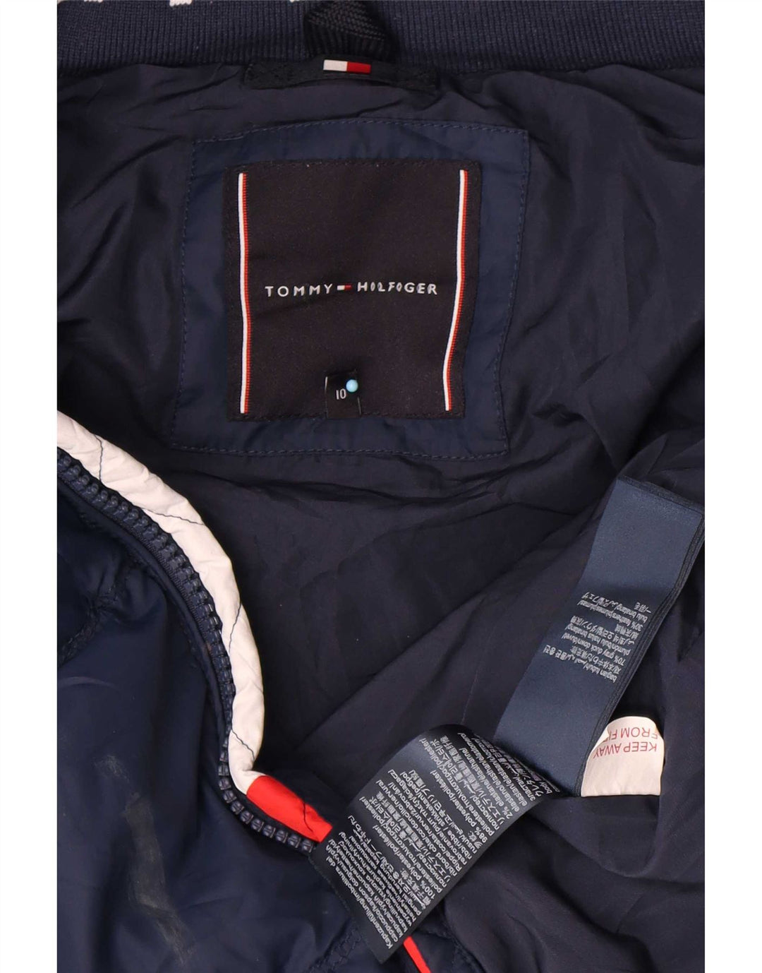 Giacca imbottita con cappuccio Tommy Hilfiger per ragazzi 9-10 anni in poliestere blu navy