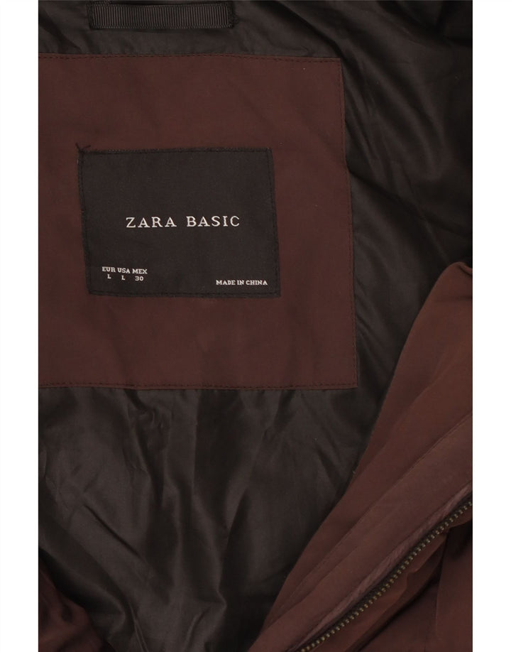 Cappotto imbottito da donna Zara UK 16 grande marrone