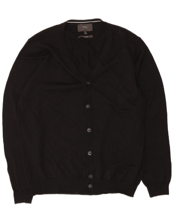 Maglione cardigan da uomo Marks & Spencer grande acrilico nero