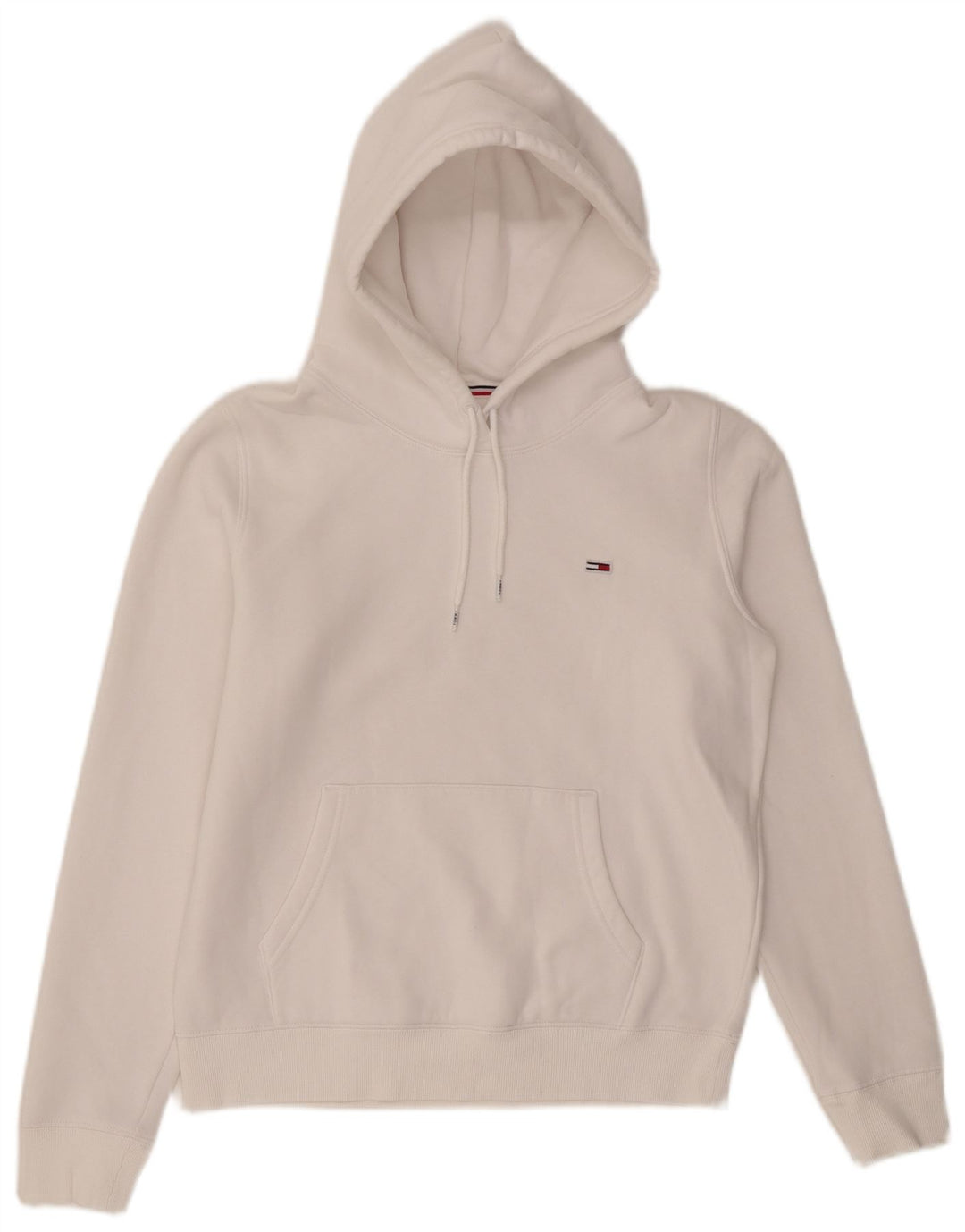 TOMMY HILFIGER Maglione oversize con cappuccio da donna UK 10 piccolo bianco