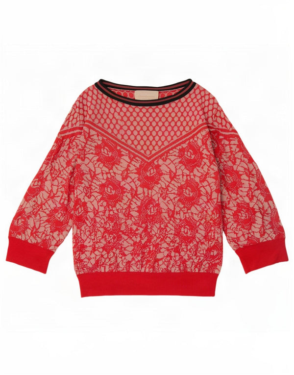 Maglione da donna con scollo a barca Chiara Bertani UK 10 piccolo floreale rosso