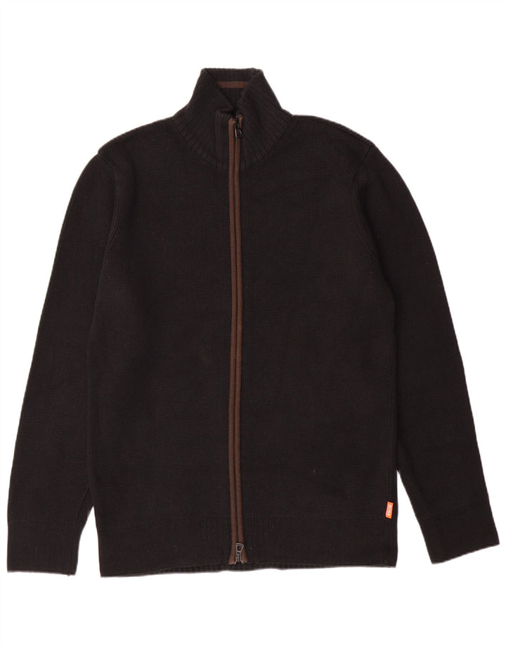 Maglione cardigan da uomo HUGO BOSS in cotone nero medio