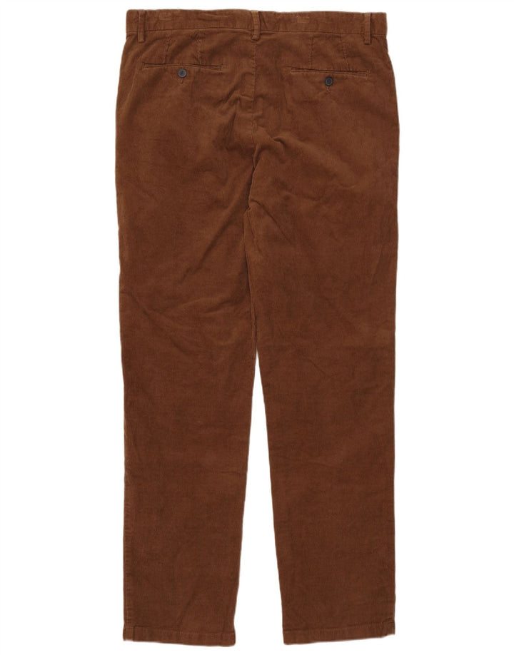 Pantaloni di velluto a coste regolari dritti da uomo Marks & Spencer W36 L33 Marrone