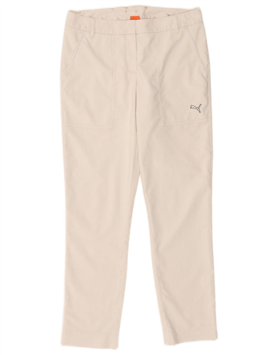 Pantaloni chino slim da donna Puma UK 10 Small W32 L28 poliestere bianco