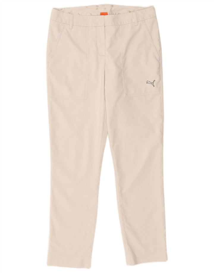 Pantaloni chino slim da donna Puma UK 10 Small W32 L28 poliestere bianco