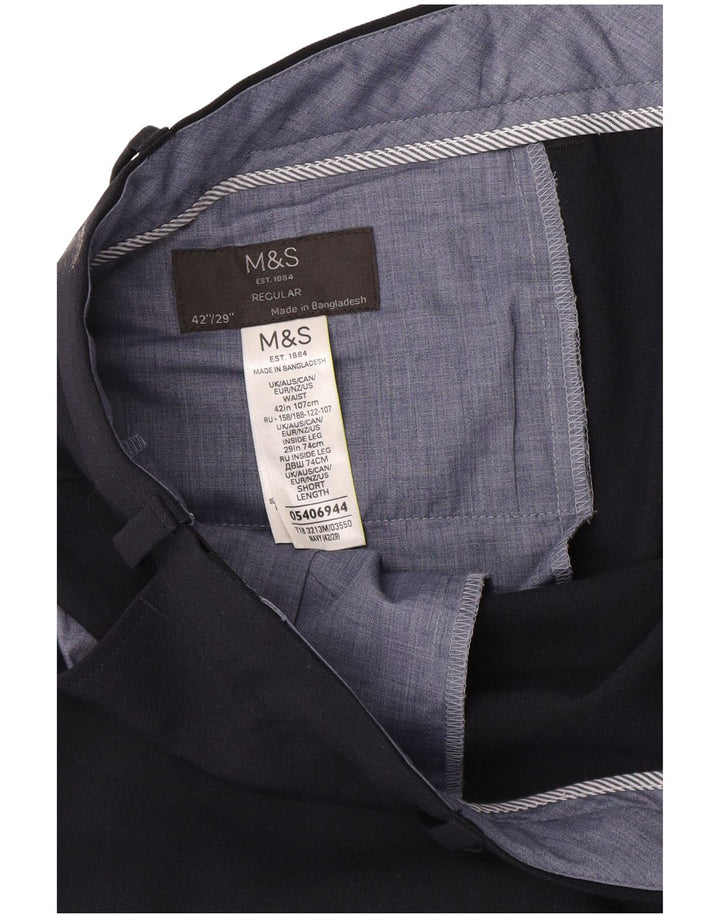 Pantaloni chino dritti regolari da uomo Marks & Spencer W42 L29 Blu Navy