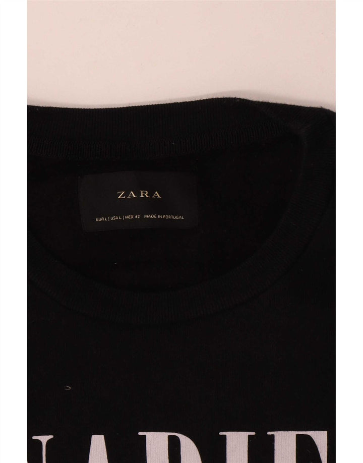 Felpa con grafica Zara da uomo, grande, in cotone nero