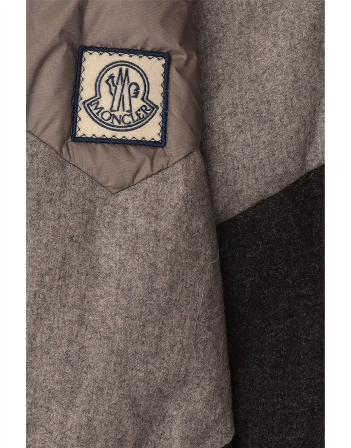 Moncler Giacca imbottita con cappuccio da uomo taglia 3 grande grigio colorblock designer