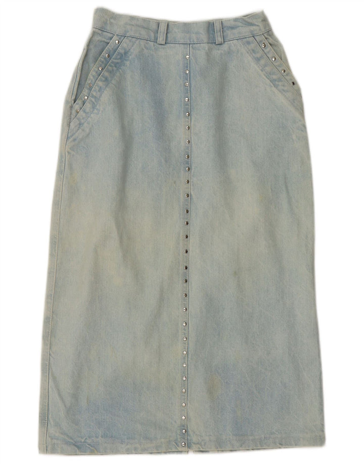 Gonna di jeans vintage da donna media W28 in cotone blu