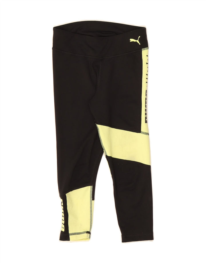 PUMA Girls Graphic Leggings 7-8 Years  Black Colourblock Polyester Vintage Puma and Second-Hand Puma from Messina Hembry 
