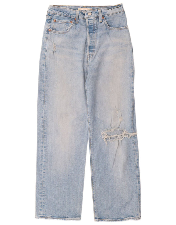 Jeans dritti effetto consumato a vita alta Ribcage da donna Levi's W28 L27 Blu