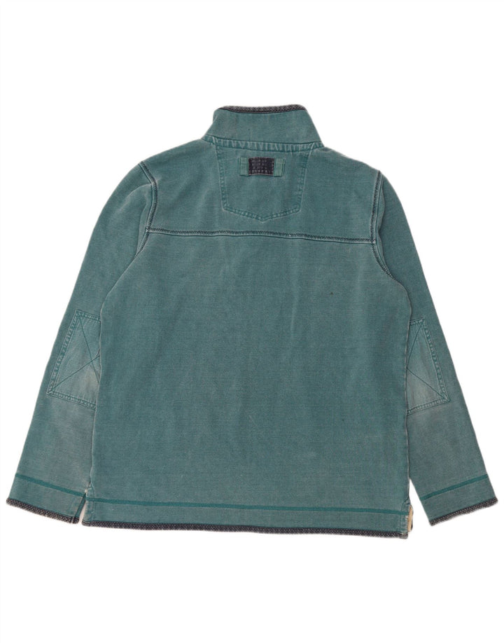 Felpa da uomo con collo con zip Fat Face, maglione grande, cotone blu