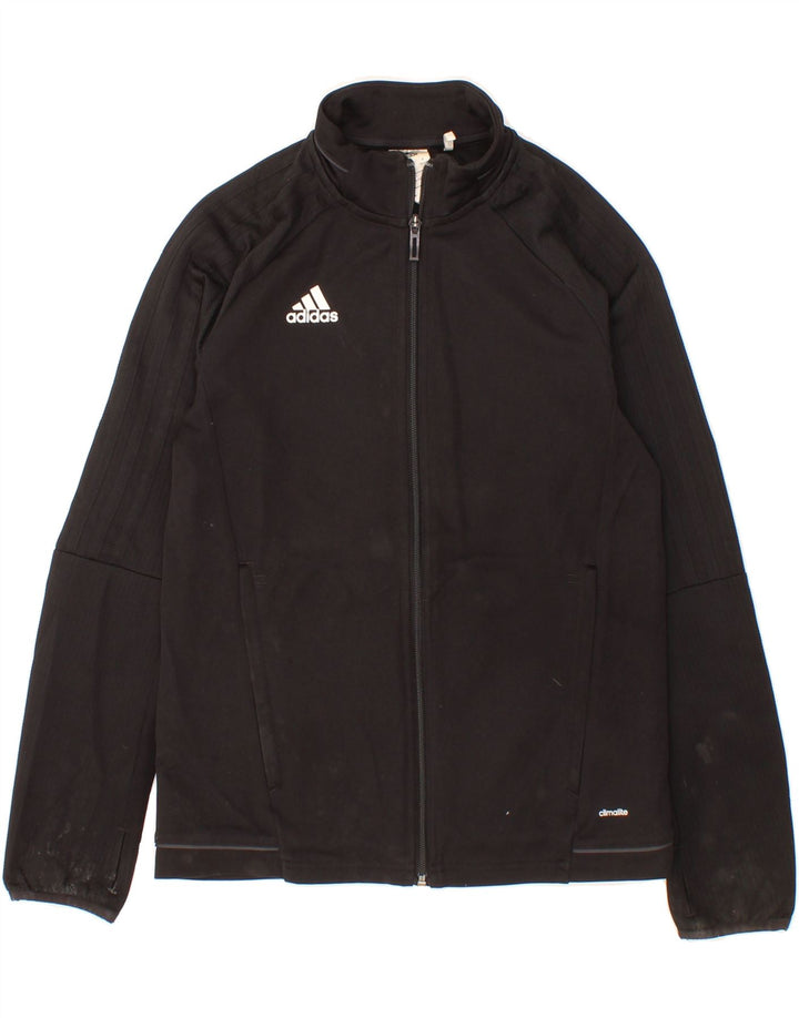 ADIDAS Boys Climalite Tracksuit Top Jacket 11-12 Years Black Polyester Vintage Adidas and Second-Hand Adidas from Messina Hembry 