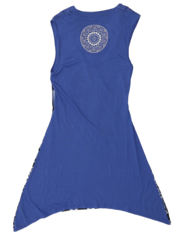 Desigual Abito asimmetrico grafico da donna UK 10 Small Blue Floral