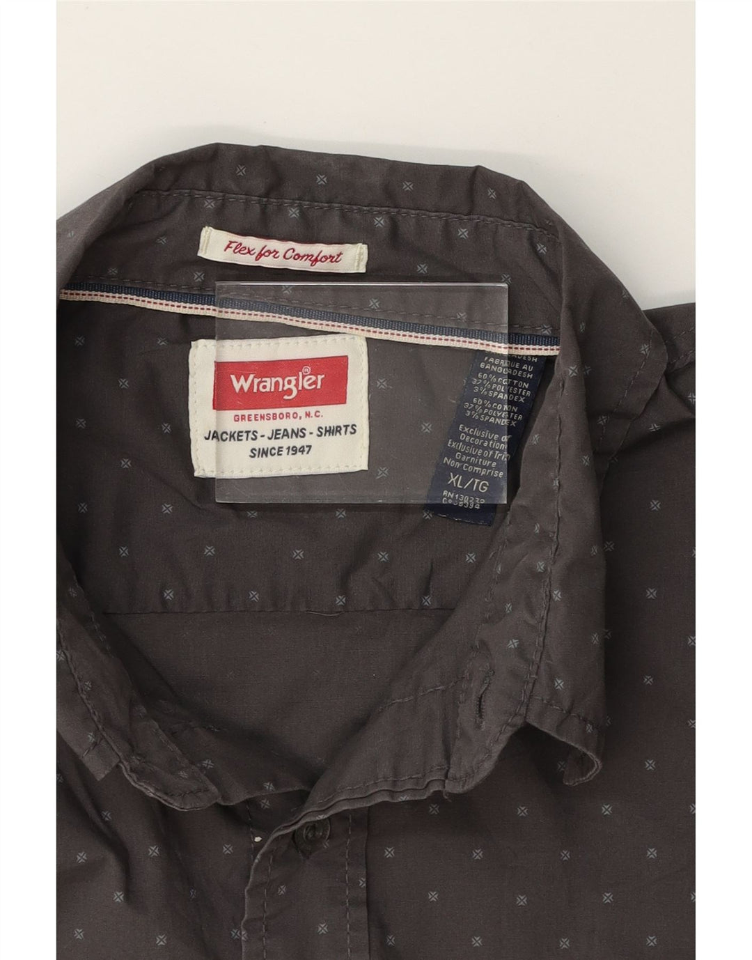 WRANGLER Mens Abstract Pattern Shirt XL Grey Cotton Vintage Wrangler and Second-Hand Wrangler from Messina Hembry 