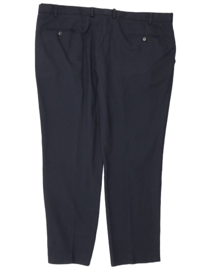 Pantaloni da abito su misura da uomo Marks & Spencer W44 L31 lana blu navy