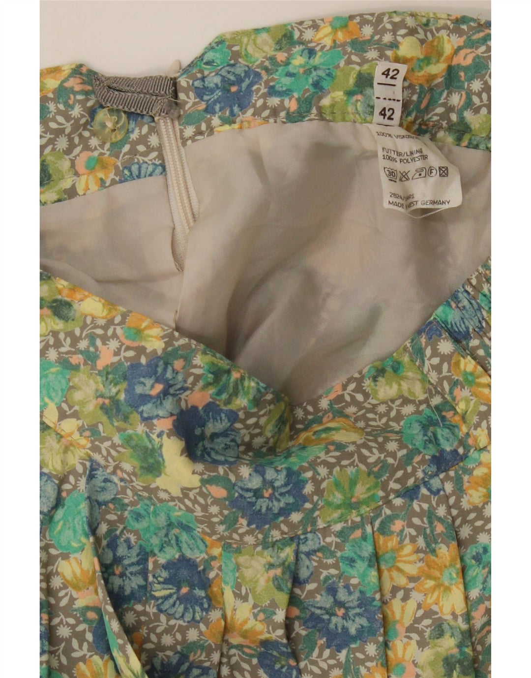 VINTAGE Womens A-Line Skirt IT 42 Medium W28  Multicoloured Floral Viscose Vintage Vintage and Second-Hand Vintage from Messina Hembry 