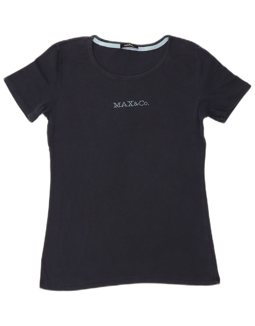 Max & Co. T-shirt grafica da donna Top UK 10 Small Blu Navy
