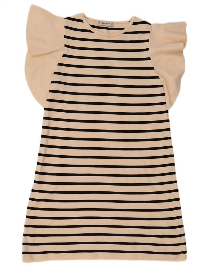 Abito basic da donna Zara UK 10 piccolo in nylon a righe bianco sporco