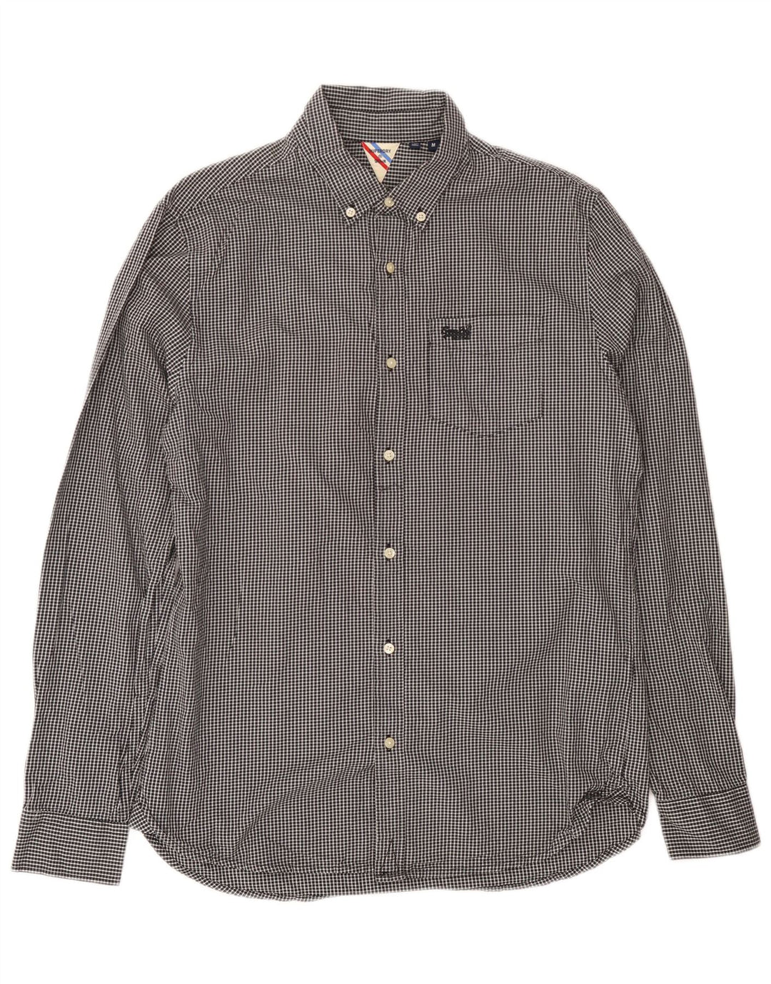 Camicia da uomo Superdry in cotone a quadretti nero medio