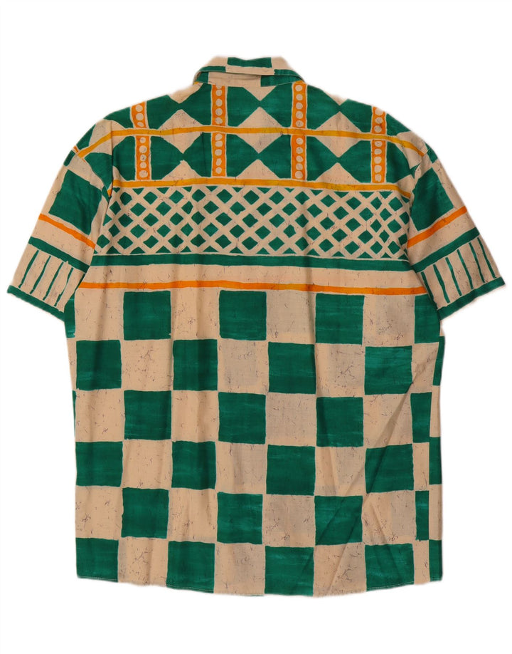 Opzioni Camicia da uomo a maniche corte IT 48 Cotone geometrico verde medio
