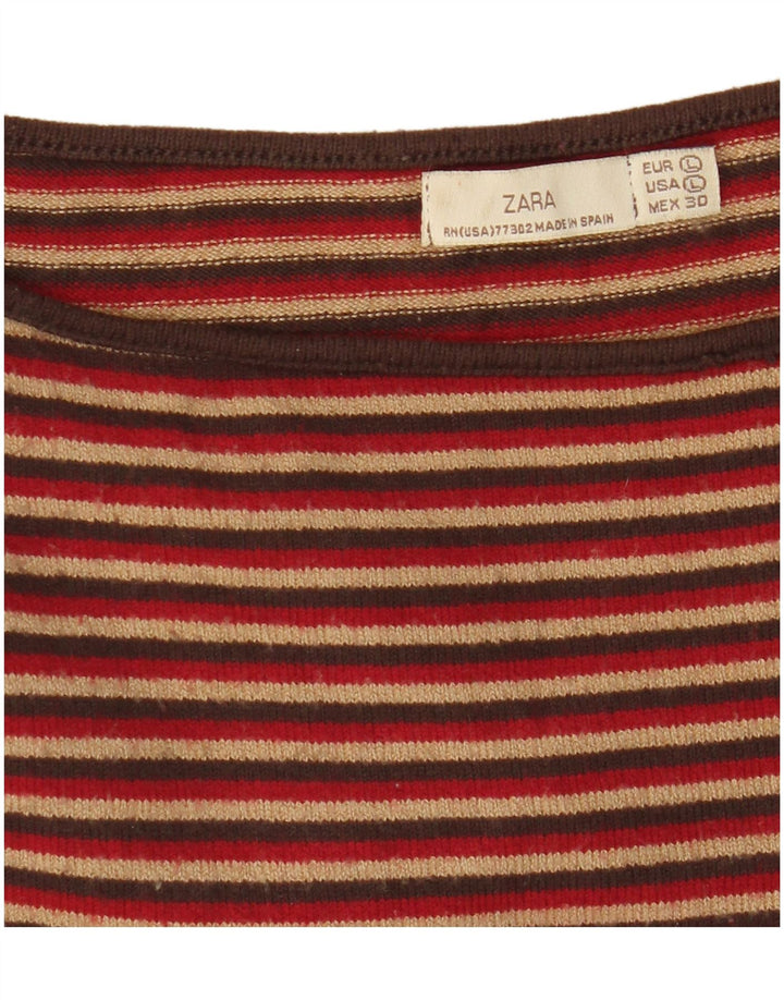 Top Zara da donna con maniche a 3/4 UK 14 grande a righe multicolore