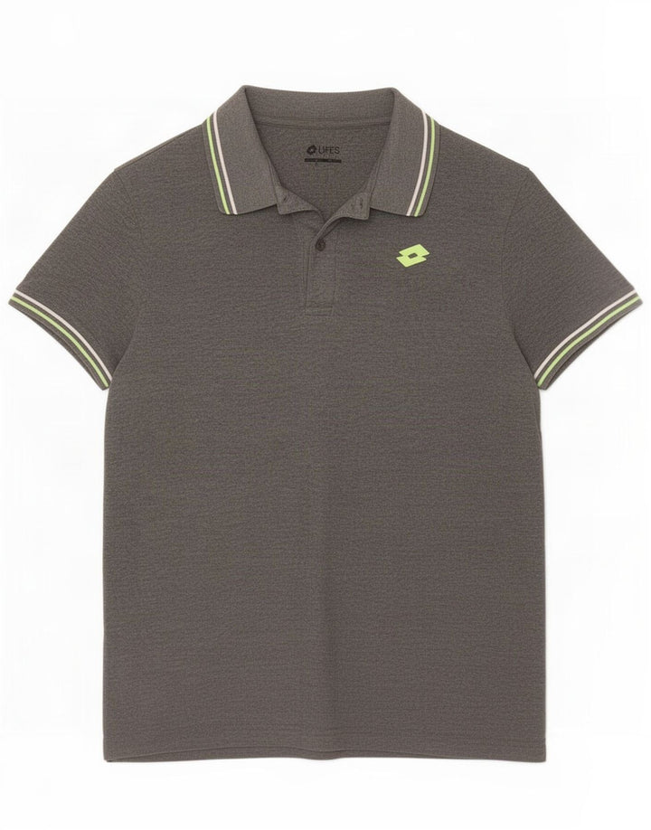 Polo da uomo Lotto Large in cotone grigio