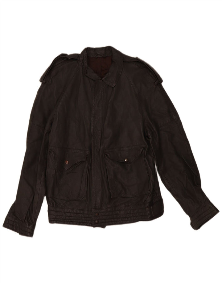Giacca in pelle militare vintage da uomo IT 44 XS in pelle grigia