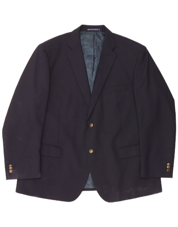 Giacca blazer da uomo a 2 bottoni Dockers IT 50 grande poliestere blu navy