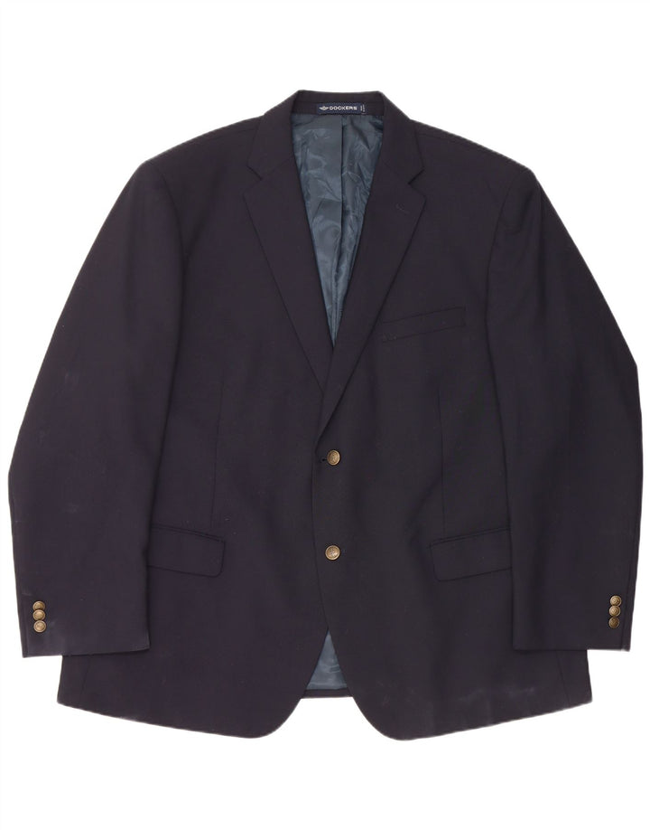 Giacca blazer da uomo a 2 bottoni Dockers IT 50 grande poliestere blu navy