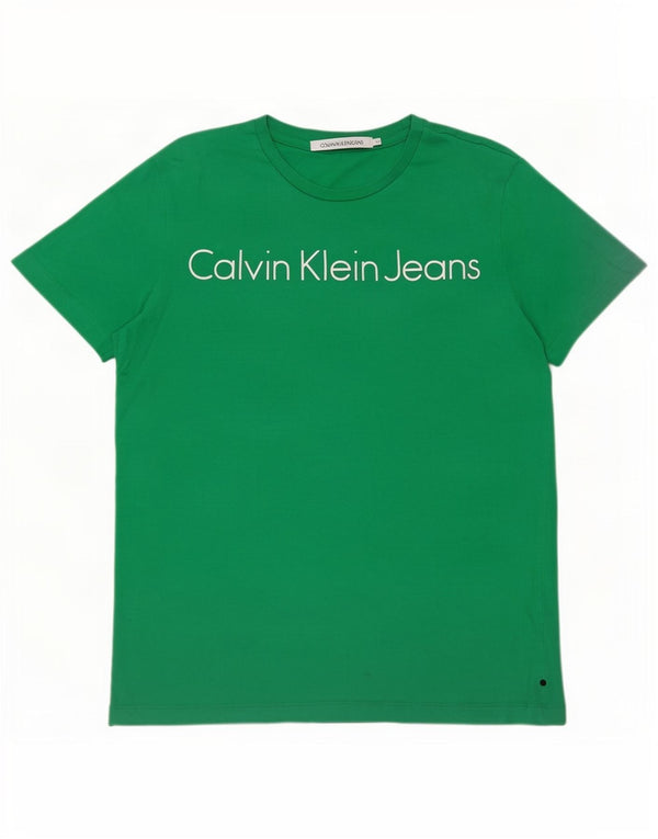 Maglietta grafica da uomo Calvin Klein Jeans Top in cotone verde medio