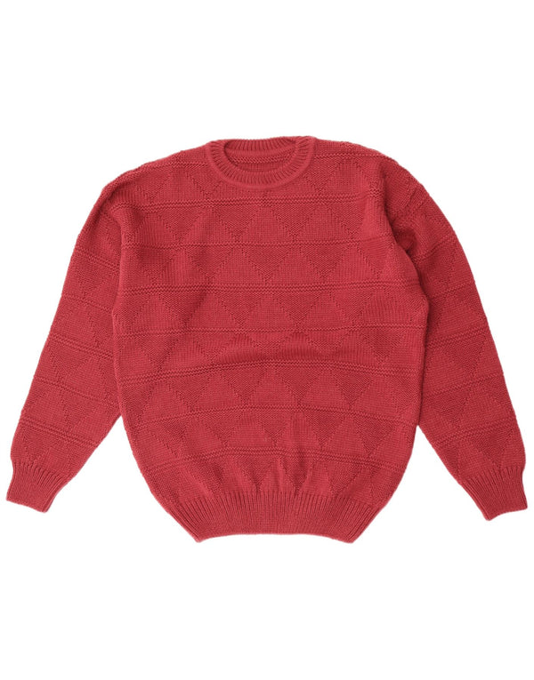 Maglione girocollo da uomo vintage IT 48/50 medio marrone a rombi/diamante