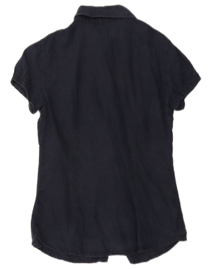 Camicia a maniche corte da donna Armani UK 10 Small Blu Navy