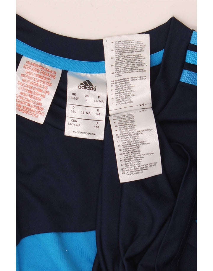 T-shirt da ragazzo Adidas Top 13-14 anni in poliestere color block blu navy