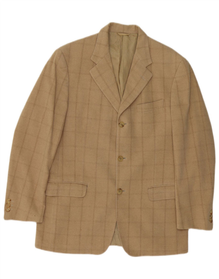 Giacca blazer da uomo a 3 bottoni CERRUTI 1881 UK 38 a quadri beige medio