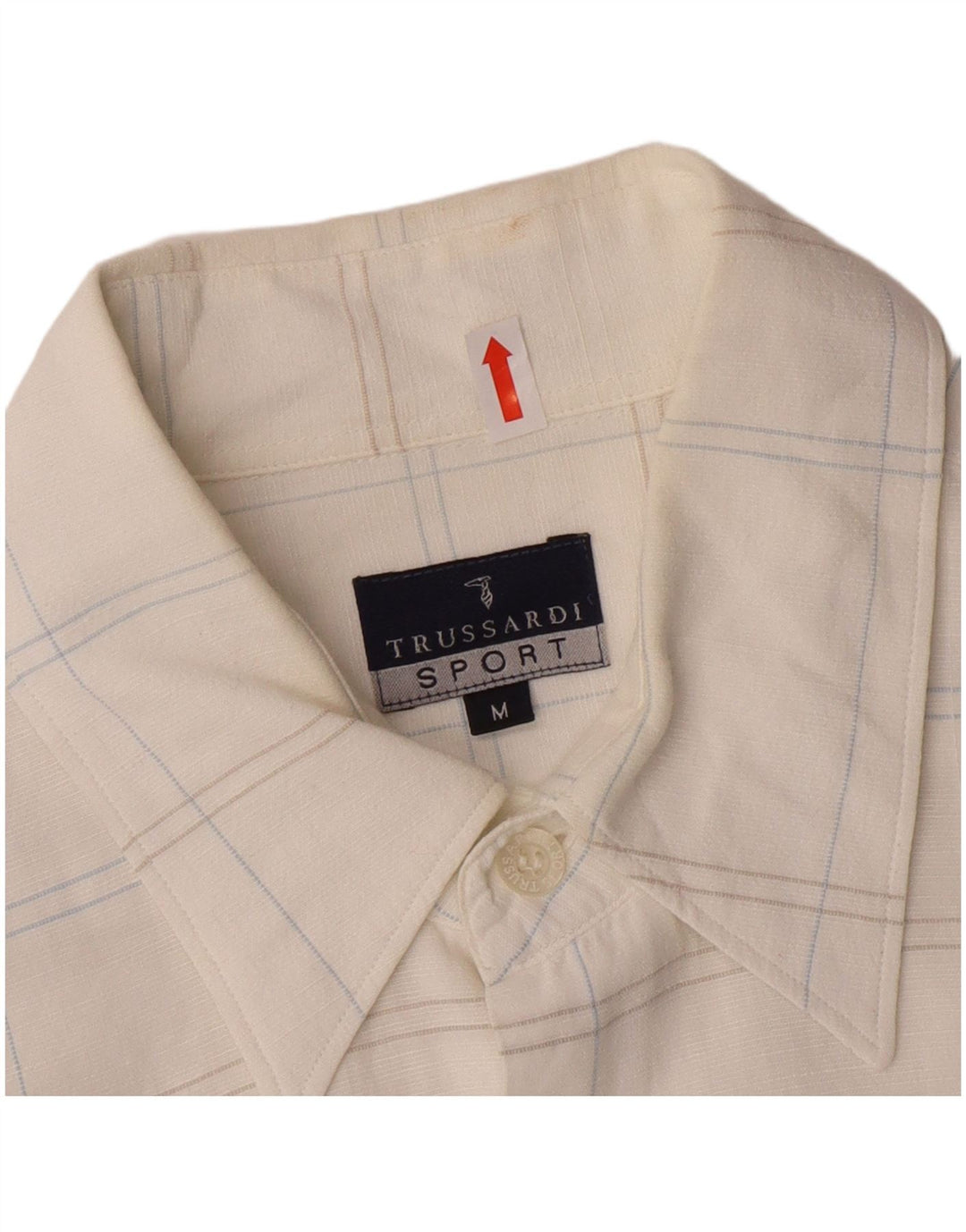 Camicia Trussardi Uomo a Quadri in Cotone Scozzese Medio Bianco Sporco