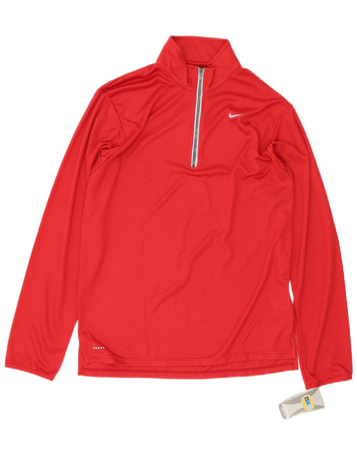 Maglia da tuta pullover con zip e collo da uomo Nike UK 39/41 Poliestere rosso medio