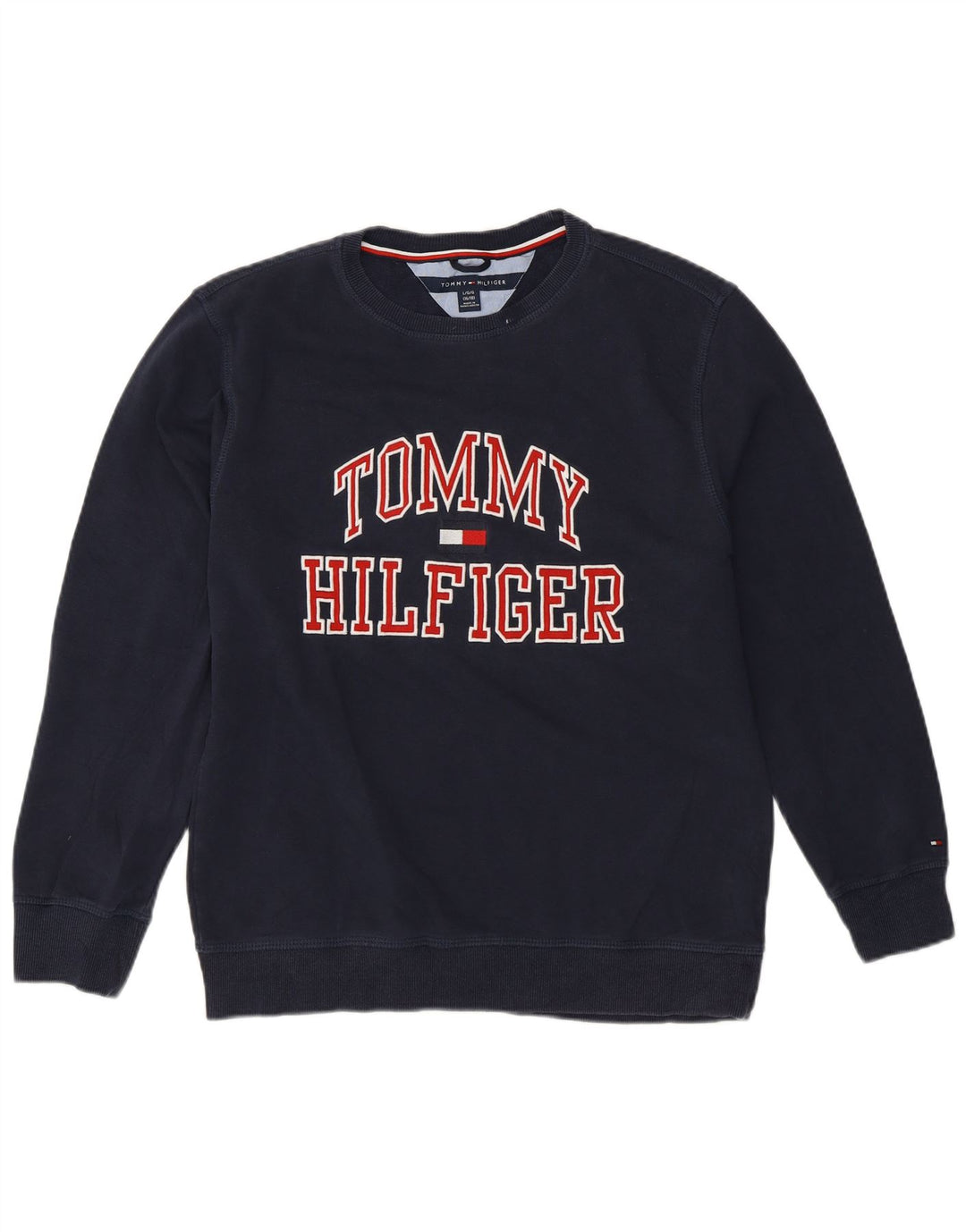 Tommy Hilfiger Ragazzi Felpa con grafica Maglione 15-16 anni Large Blu Navy