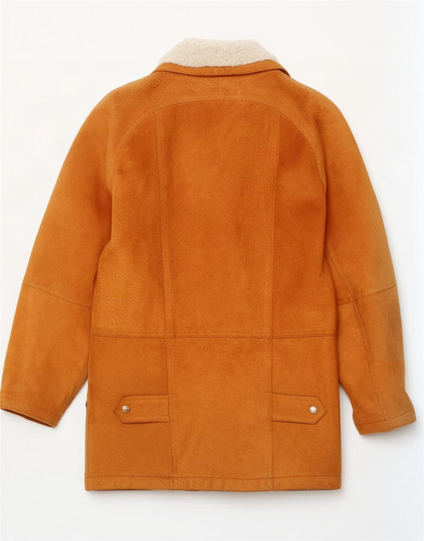 Giacca vintage in pelle scamosciata oversize da donna UK 12 in pelle beige media