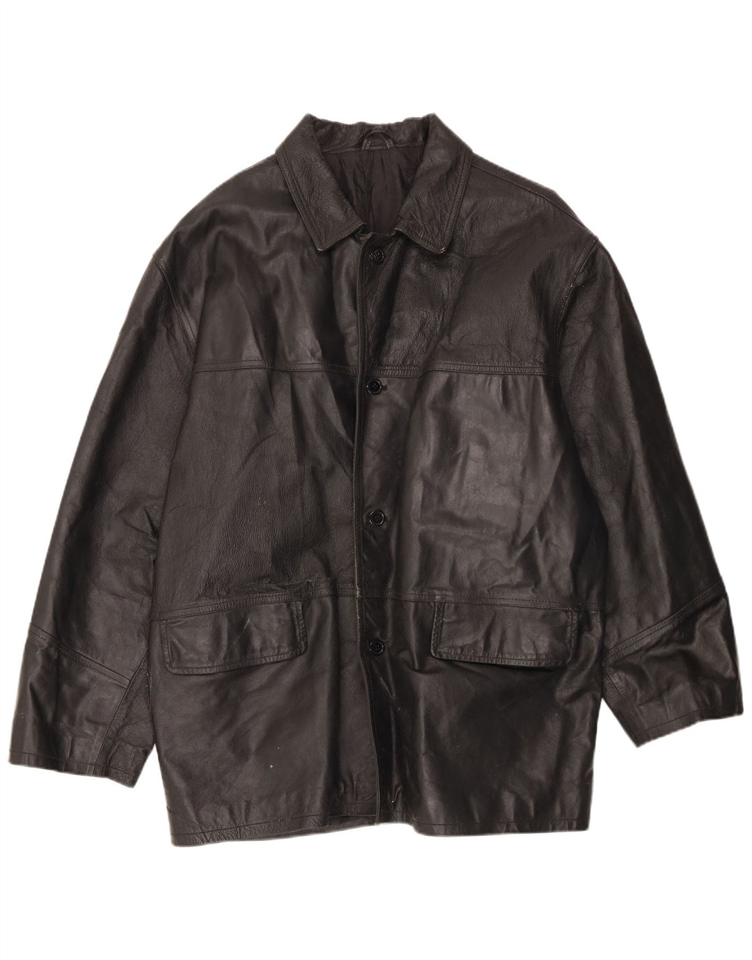 Giacca in pelle da uomo VINTAGE IT 54 2XL Pelle nera