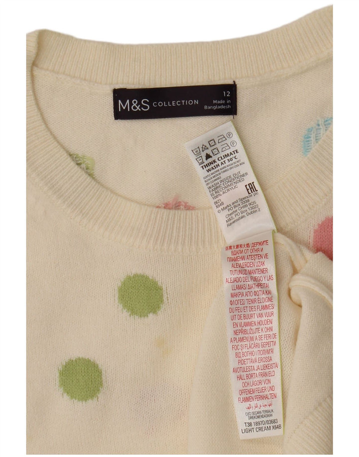Maglione maglione girocollo da donna Marks & Spencer UK 12 medio bianco sporco