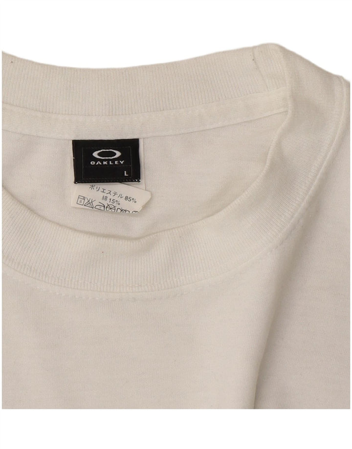 Top Oakley da uomo a manica lunga grande in poliestere bianco