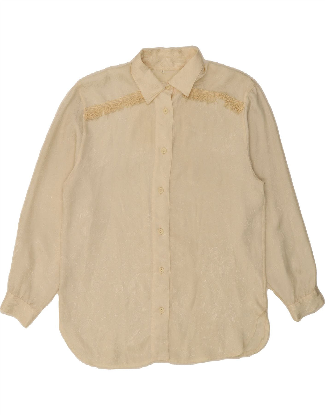 VINTAGE Womens Oversized Shirt Blouse UK 10 Small Off White Paisley Vintage Vintage and Second-Hand Vintage from Messina Hembry 